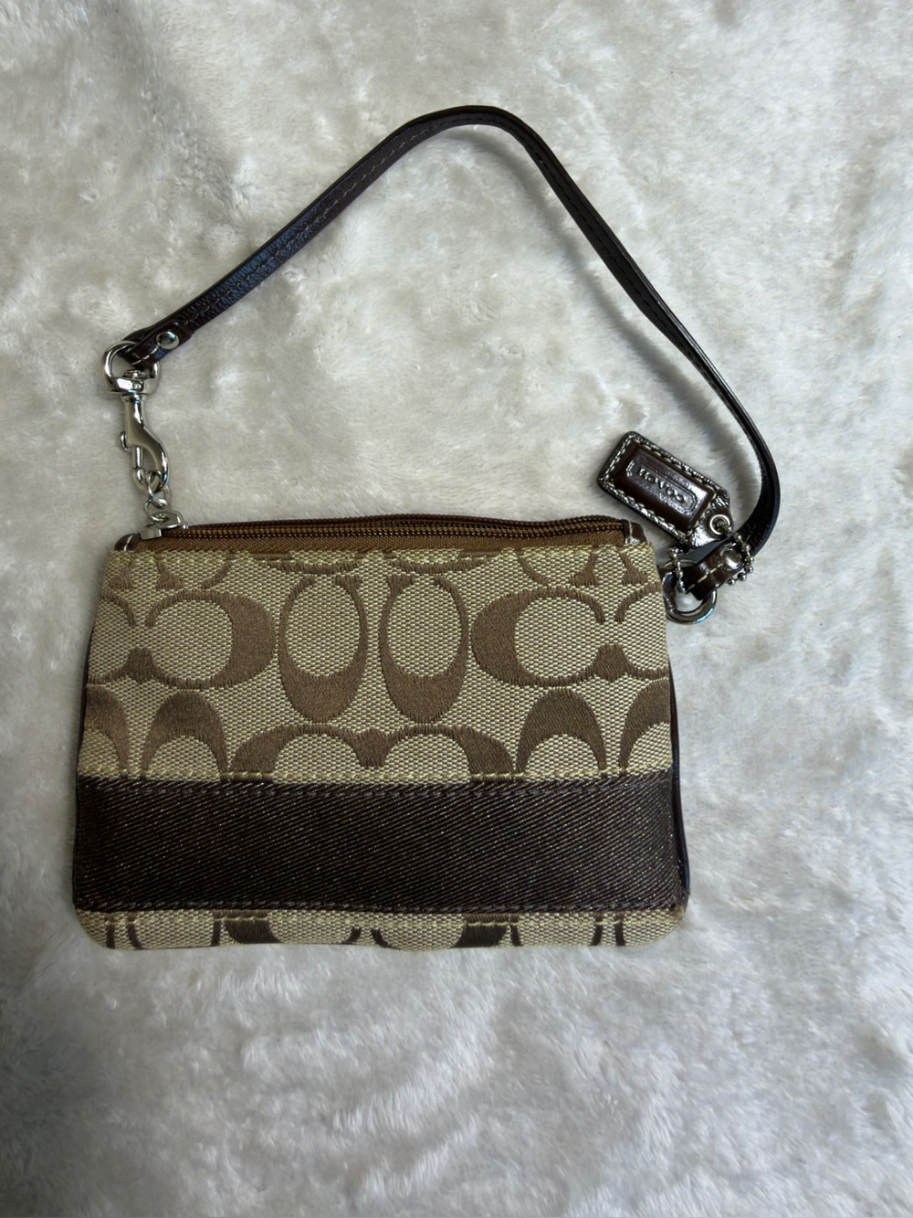 Vintage Coach Legacy Mahogany Signature Stripe Wristlet Pouch 40754 Y2K